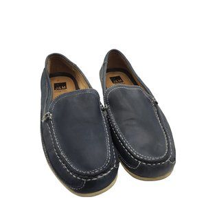 JM Mens size 10.5 Deck Boat Shoes Slip on Loafers Blue Leather Sheep Skin Memory